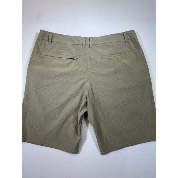 Hang Ten Men's Hybrid Shorts Size 38 Beige Striped Casual Golf Active - Picture 2 of 3